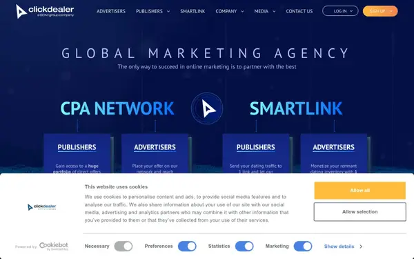 Clickdealer.com — скриншот